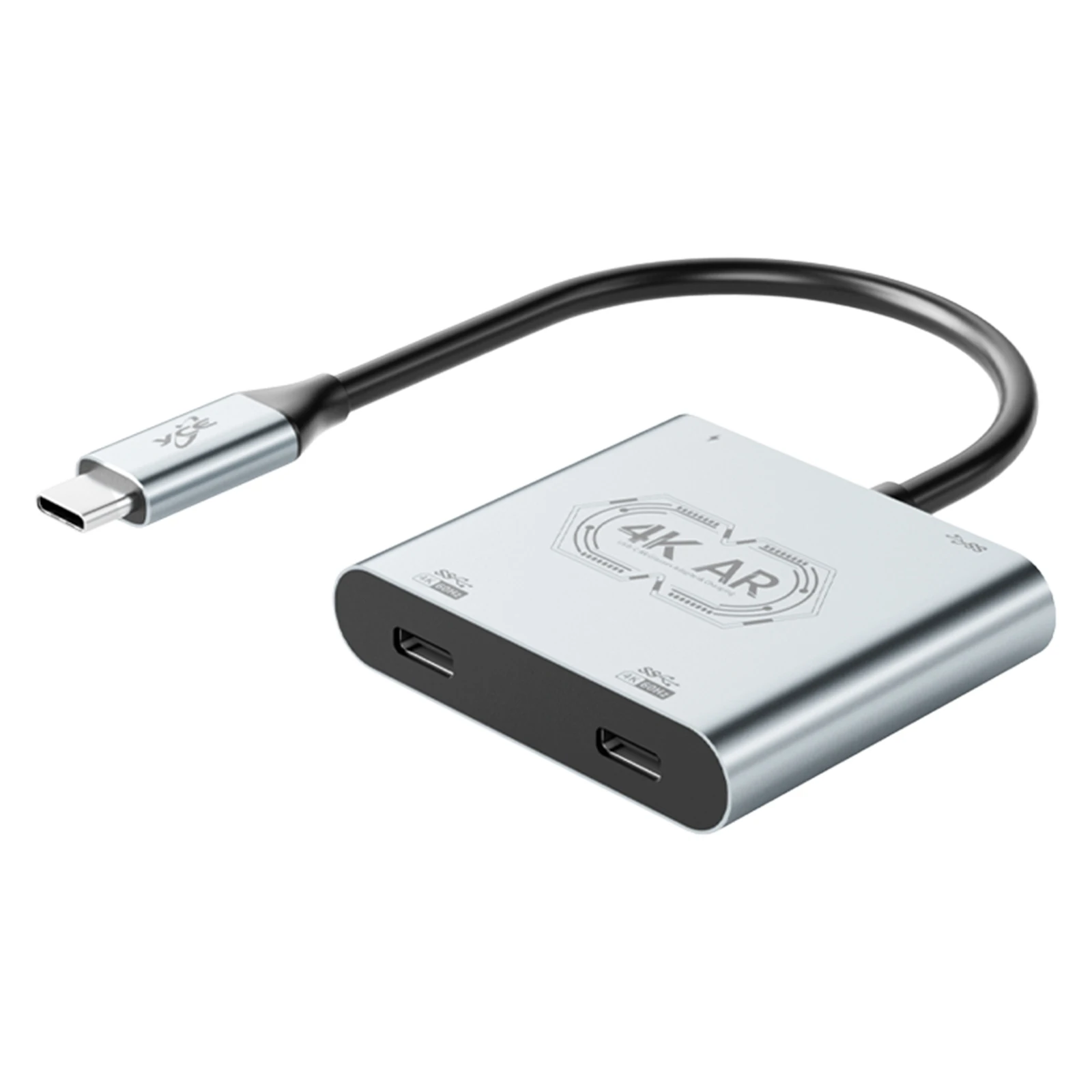 4-in-1 듀얼 USB-C 디스플레이 허브 플러그 앤 플레이 USB C-AR 글래스 및 충전 어댑터, 스위치, 휴대폰, 노트북, 태블릿용 컴팩트