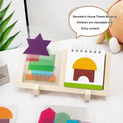 Geometric Playhouse Puzzle Board for Kids - Enhance Spatial Thinking and Imagination (Blue)