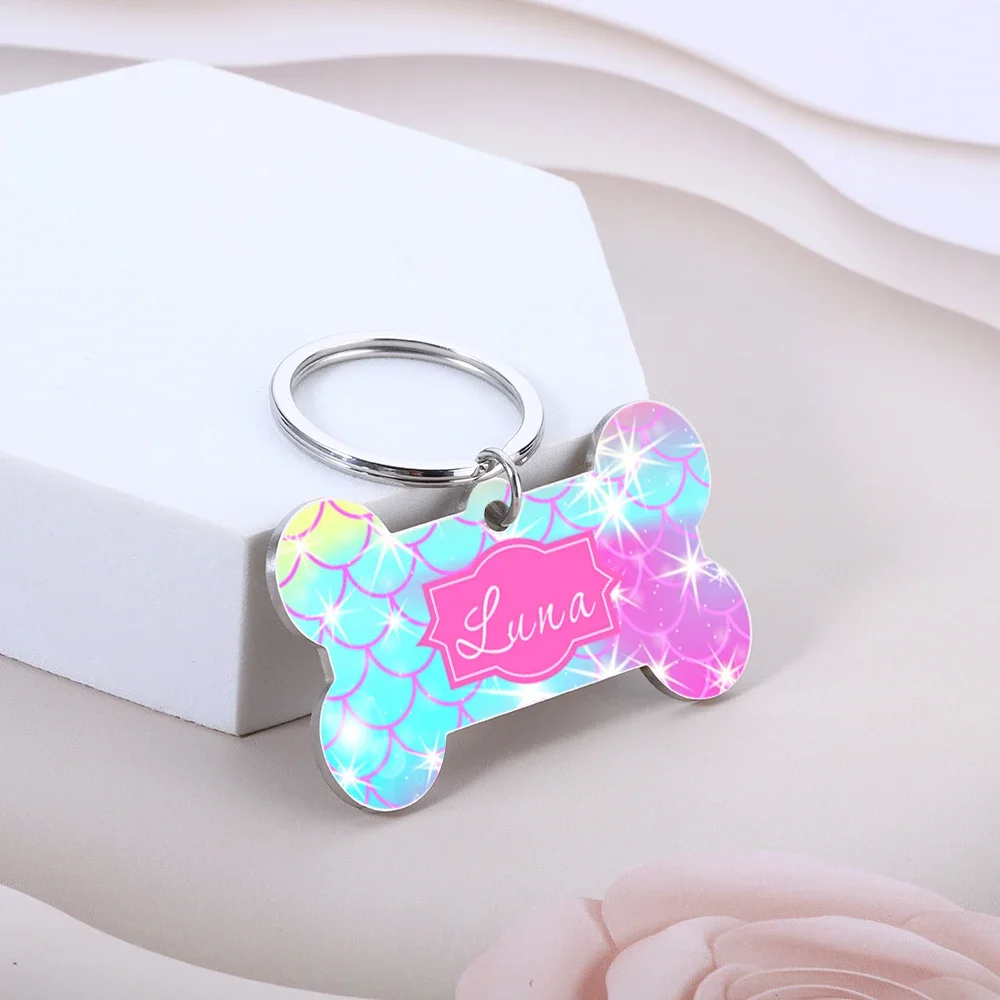 

Personalized Pet Dog ID Tags Aluminum Alloy Bone Tags Custom Name Kitten Puppy Anti-lost Collar Tag for Dog Cat Nameplate Pets
