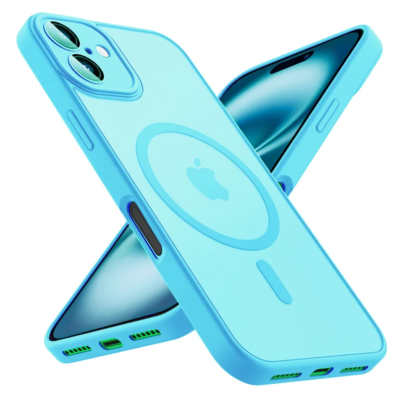 Luxury Frosted Matte Transparent Magnetic Phone Case with MagSafe Compatibility