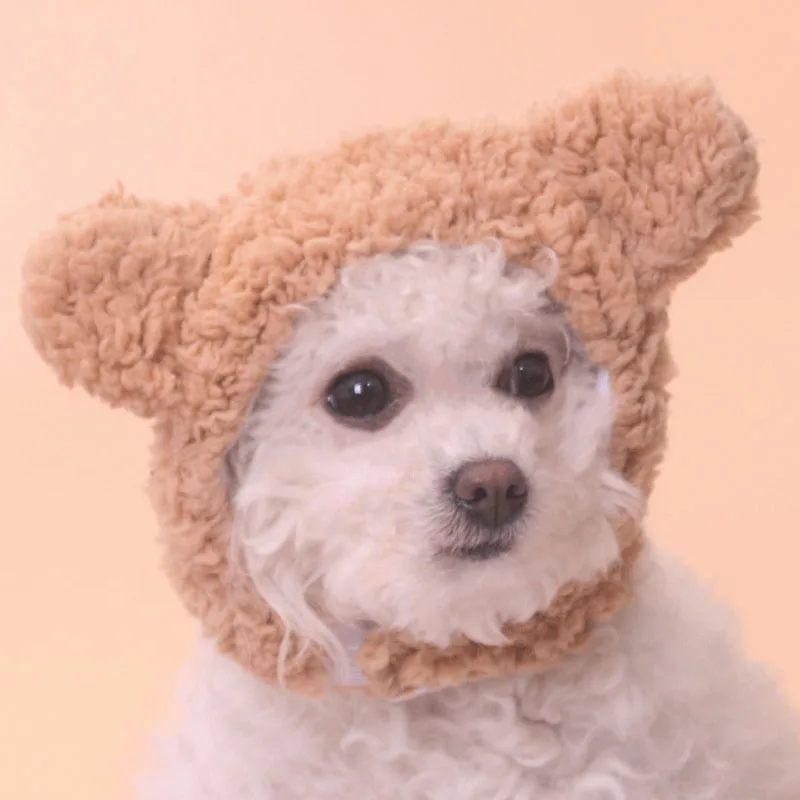 

Pet Headgear Cartoon Shape Super Soft Fastener Tape Dress Up Fleece Cat Headwear Pet Dog Winter Warm Hat Decoration Pet Supplies