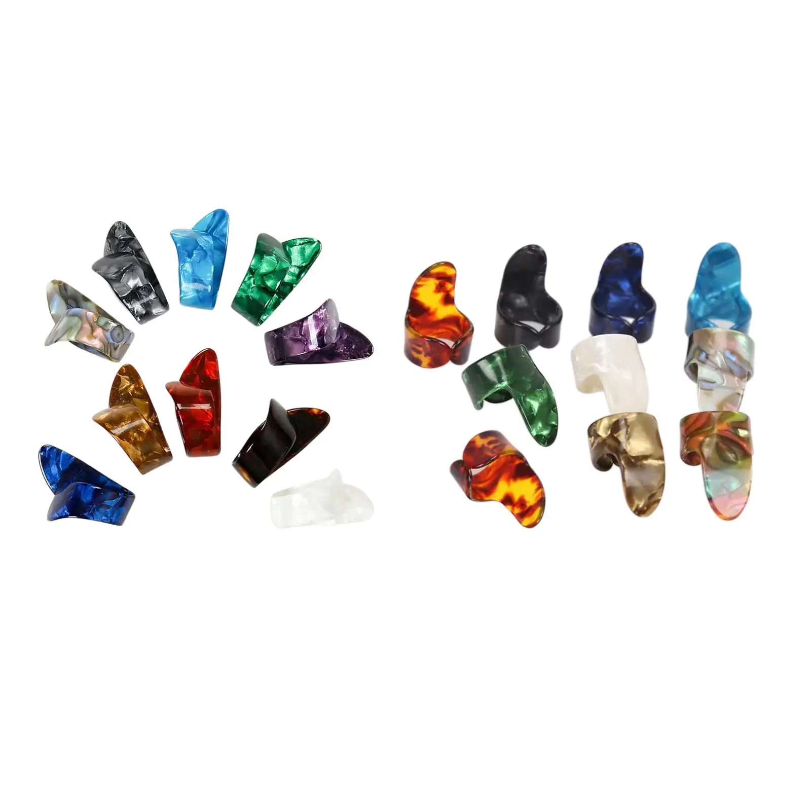 10 Pieces Thumb Finger Picks Colorful Nail Plectrum for Ukulele Bass Acoustic Guitar