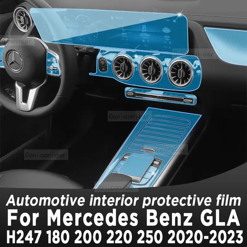 

For Mercedes Benz GLA H247 2020-2023 Gearbox Panel Navigation Automotive Interior Screen Protective Film Cover TPU Anti-Scratch