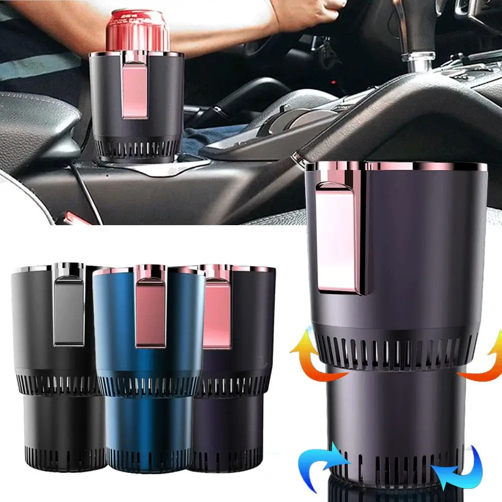 2in1 차량용 냉온 컵홀더 지능형 온도 표시 DC 12V 원클릭 빠른 냉온 휴대용 보일링 병