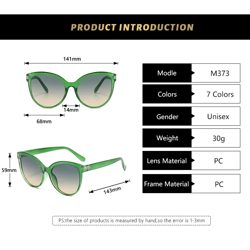 1/2PCS Cat Eye Sunglasses Sunglasses Outdoor Driving Sunshade Decoration Oversize Frame Glasses UV Protection M373 driving glasses