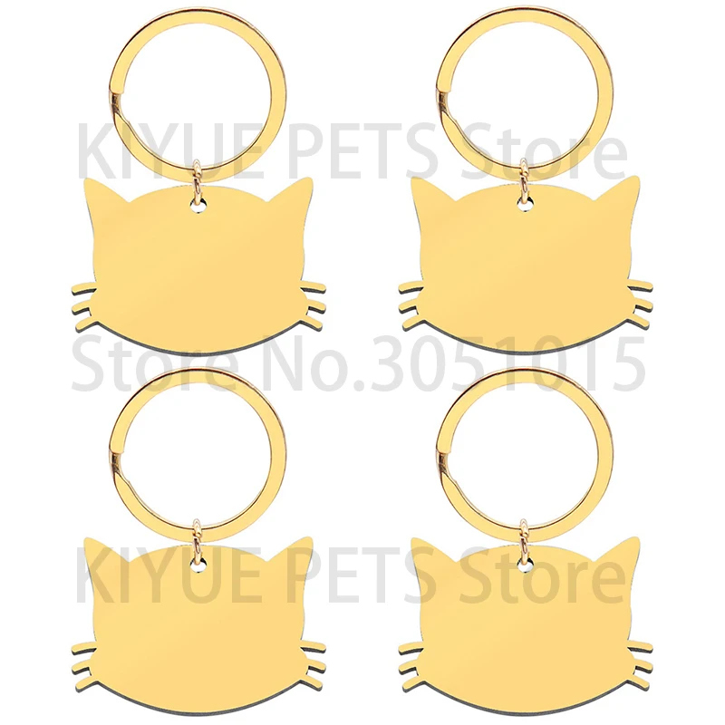 10Pcs Customizable Cute Pet Stainless Steel Tag Key Ring Pendant Charm Anti-Lost Collar Accessories
