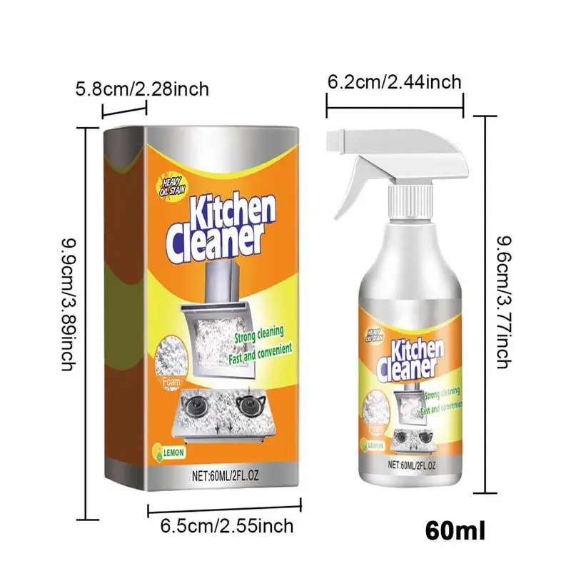 Kitchen Cleaner Spray Multipurpose Degreaser Foam Cleaning Spray Multi-Surface Cleaner Kitchen Grease 60ml