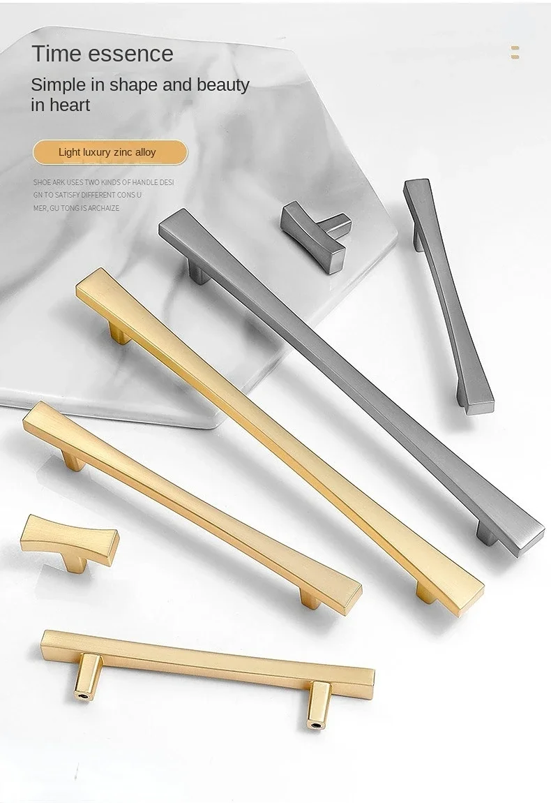 Description Picture 2 of itemCabinet Handle Drawer Door Furniture Hardware Dresser Knobs Brushed Gold Square Bar Hardware Pulls Cupboard Handles