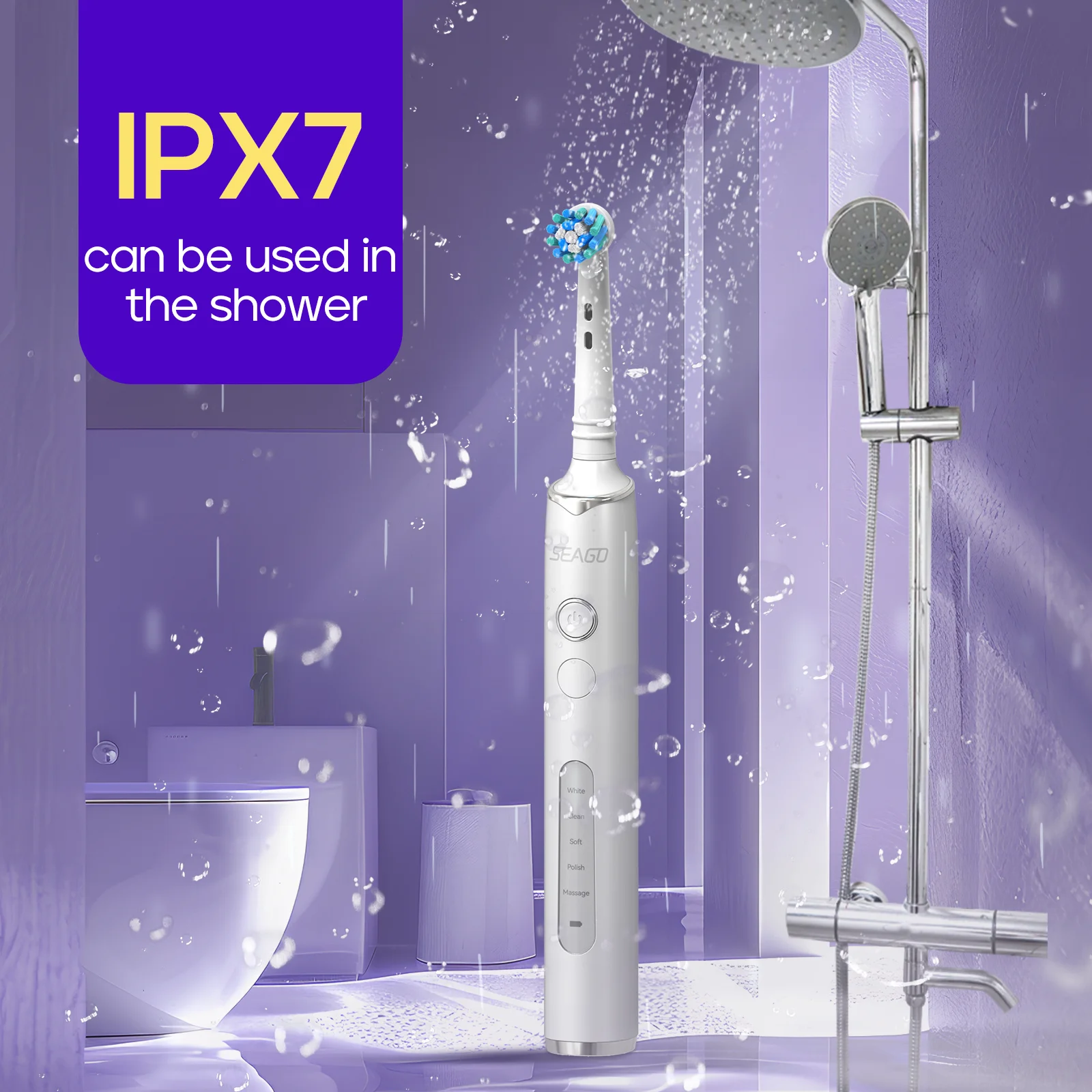 Electric Toothbrush Seago Rotating Rechargeable Teeth Cleaning with 8 Brush Heads 5 Modes Portable Smart Timer electric toothbrush,electric tooth cleaner