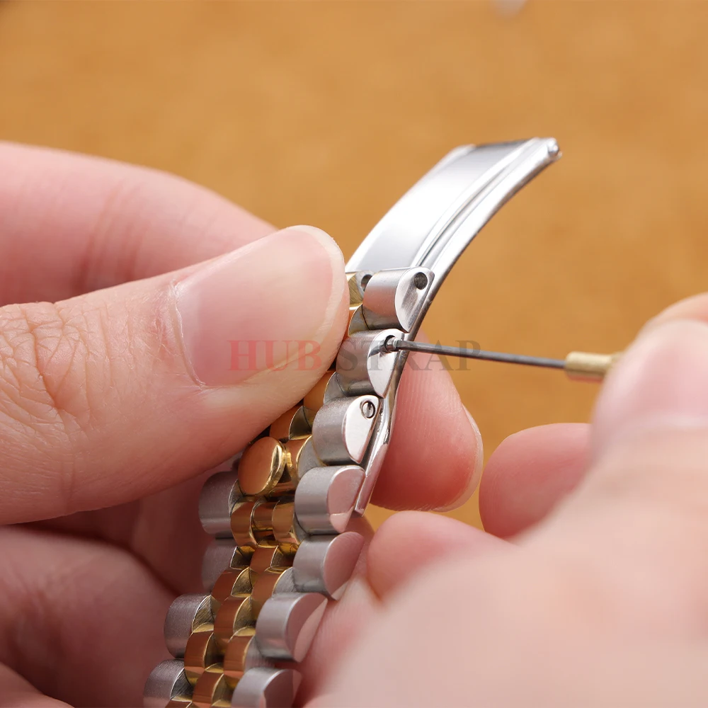 Solid Stainless Steel Curved End Watchband Strap for Jubilee Luxury Watches