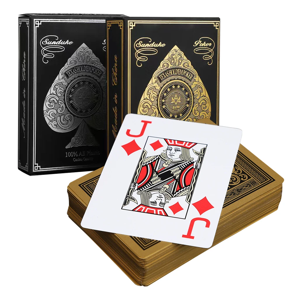 Playing Card Game Standard Index Gold/Silver Edge Playing Cards Large Character PVC Texas Hold'em Table Games Creative Poker playing cards plastic playing cards