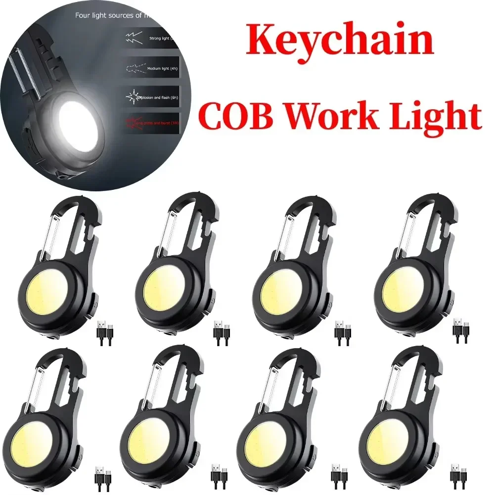 XIWANGFIRE BL-W861 COB LED Flashlight Keychain USB Rechargeable Portable Work Light Outdoor Camping Torch with Strong Magnet