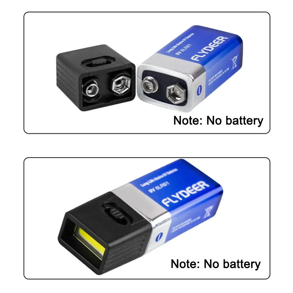 Mini 9V Battery Flashlight 2 Modes COB LED EDC Key Light 6F22 Battery Outdoor Lighting Work Light 1pc