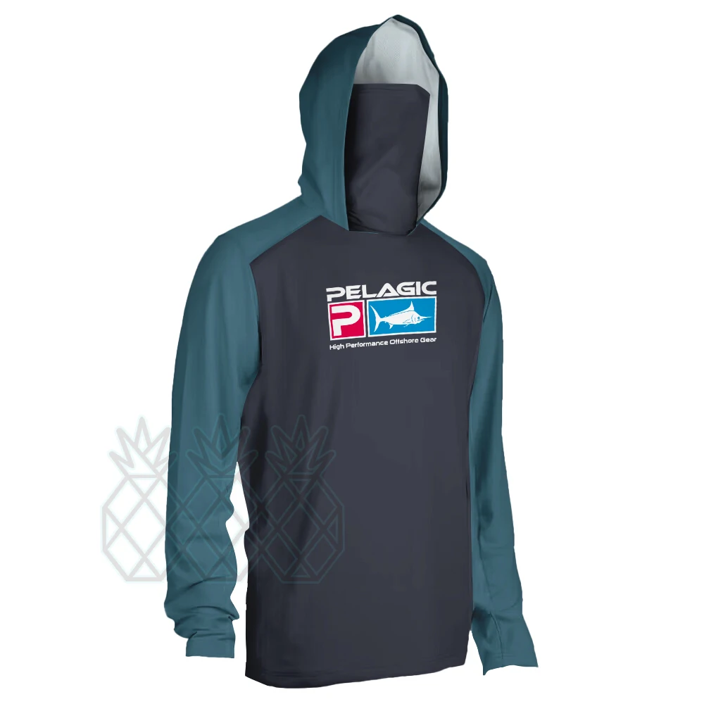 Camicia da pesca pelagica UPF 50+ Camicia da pesca con cappuccio da uomo con maschera UV T-shirt con cappuccio Abbigliamento da pesca Felpa con cappuccio Moisture787_voghion.com