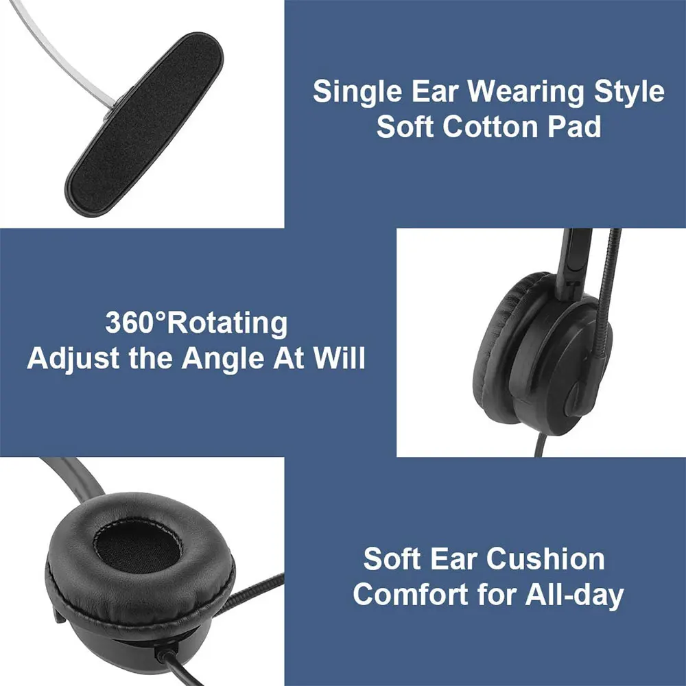 Fones de Ouvido com Fio Usb 3.5 mm Fone de Ouvido com Cancelamento de Ruído Mic Operador de Telefone Escritório com Fio Fones de Ouvido pc Call Center Fone de Ouvido 2023 - Image 5