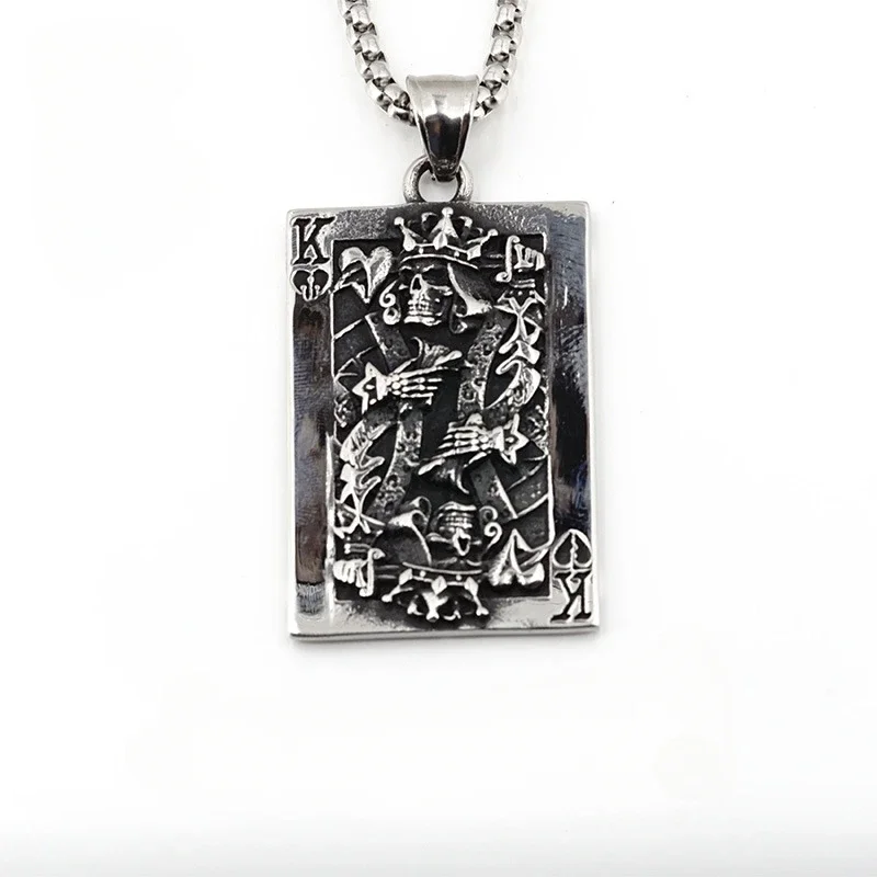 

CHUANGCHENG Personalized Skull Poker K Trendy Stainless Steel Men's Necklace Pendant Chain