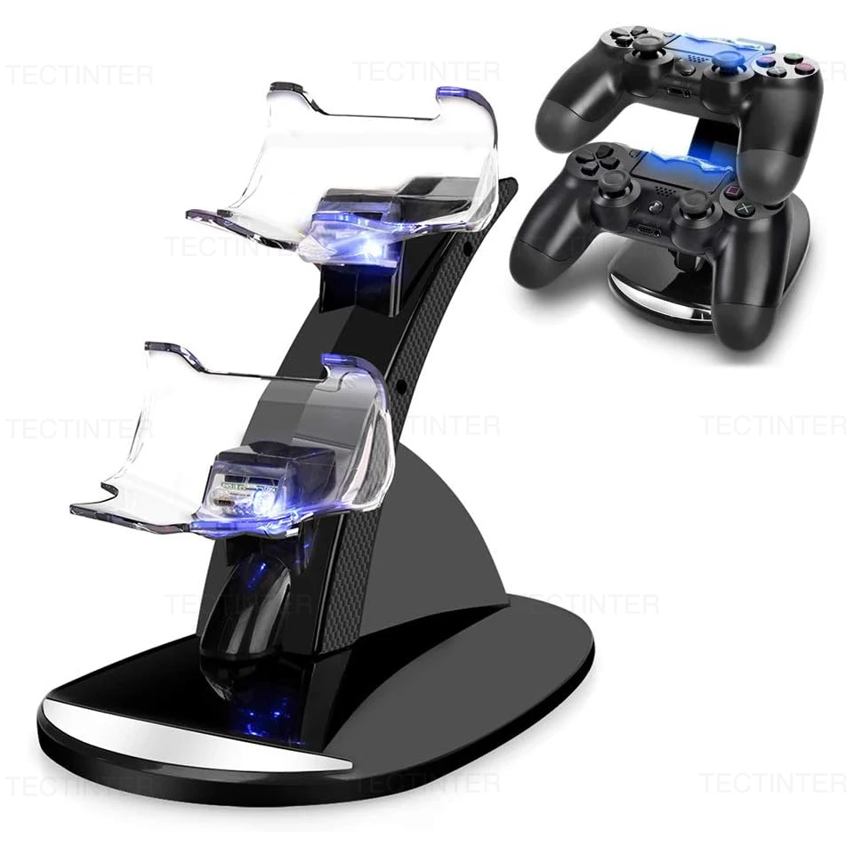 LED Dual-USB-Ladestation für PS4/Pro/Slim Wireless Controller Schnell-Ladeständer für PlayStation 4 Gamepad-Zubehör