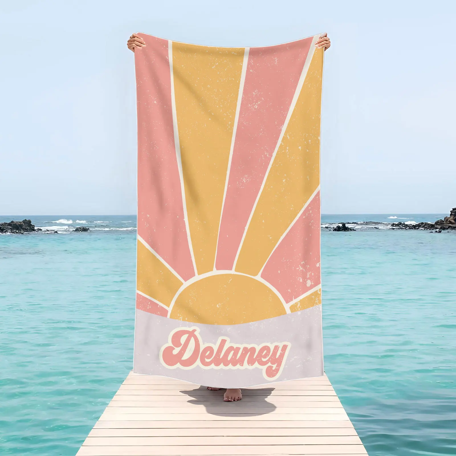 Custom Name Irregular Stripes Beach Towel 2 | Custom Name Irregular Stripes Beach Towel 1