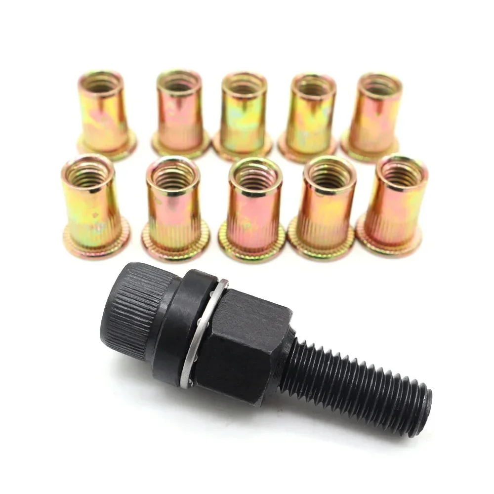 Rivet Nut Gun Drill Adapter Tool Riveting Manual Threaded Hand Riveter Inserts Metal License Plate Rivet Electric M3M4M5 M6M8M10,rivet gun,rivet nut tool,rivet gun set