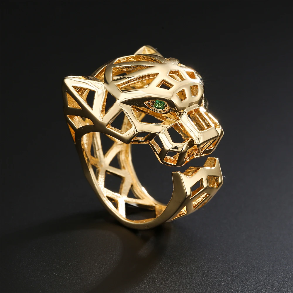 New Fashion Statement Big Animal Ring For Women Girl Party Jewelry Gold Color Hollow Leopard Open Ring finger ring jewelry accessories adjustable rings gold color ring gold color rings opening ring