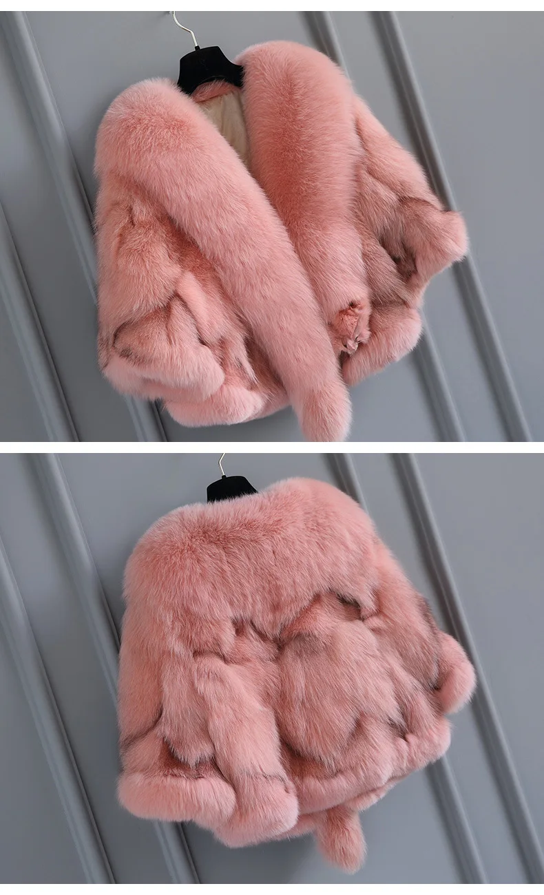 Winter New Real Fox Fur Coat Full Tail Fur Placket Warm Fashion Women Short Clothing Popular Style For Ladies Jacket