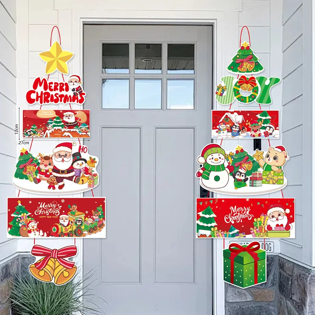 Christmas Porch Door Hanging Banner Door Decorative Flags For Xmas Home Decoration New Year Noel Navidad