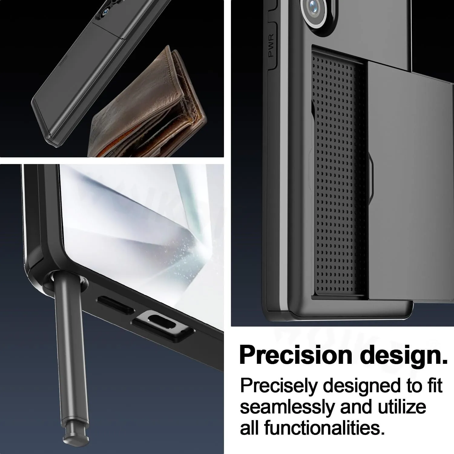 Premium Wallet Card Holder Slide Slot Slim Hard Protective Case - Heavy Duty Cover