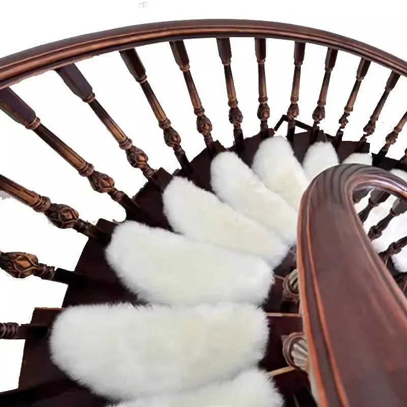 1pcs Stair Carpet Stepping Mat Steps Plush Floor Mats Imitation Wool Foot Carpet Glue-free Self-adhesive Customizable Sizes 6