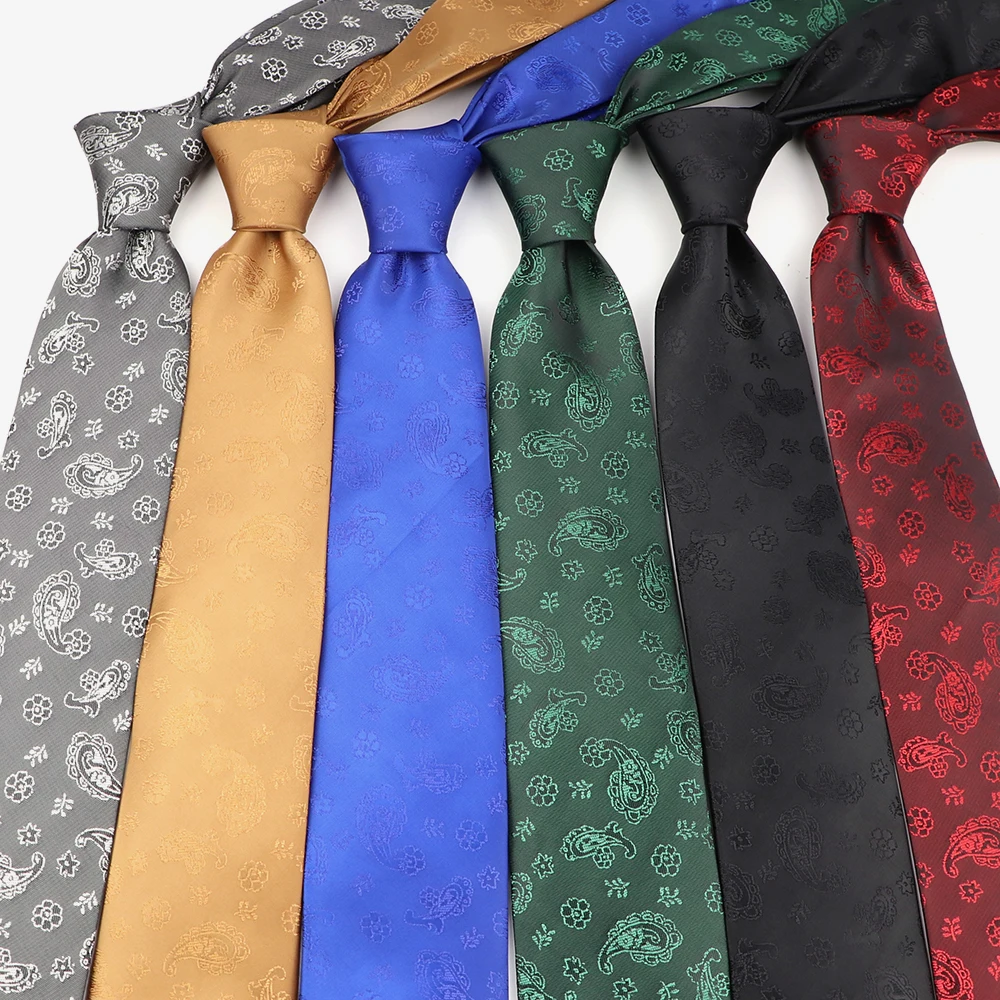 

New Design Casual Polyester Paisley Ties Red Blue Business Neckties Gravatas For Men's Daily Wear Wedding Party Accessories Gift