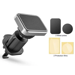 Magnetic Car Phone Holder with Enhanced 6X Magnetic Strength, Universal 360 - Degree Rotating Air Vent Mount (Gray square)