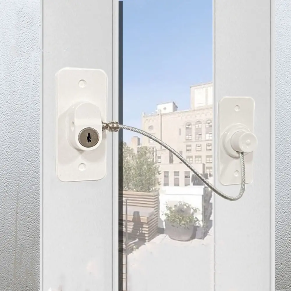 Refrigerator Lock Plastic Windows Lock with Key Children Safety Windows Lock Door Safety Restrictor Sliding Door
