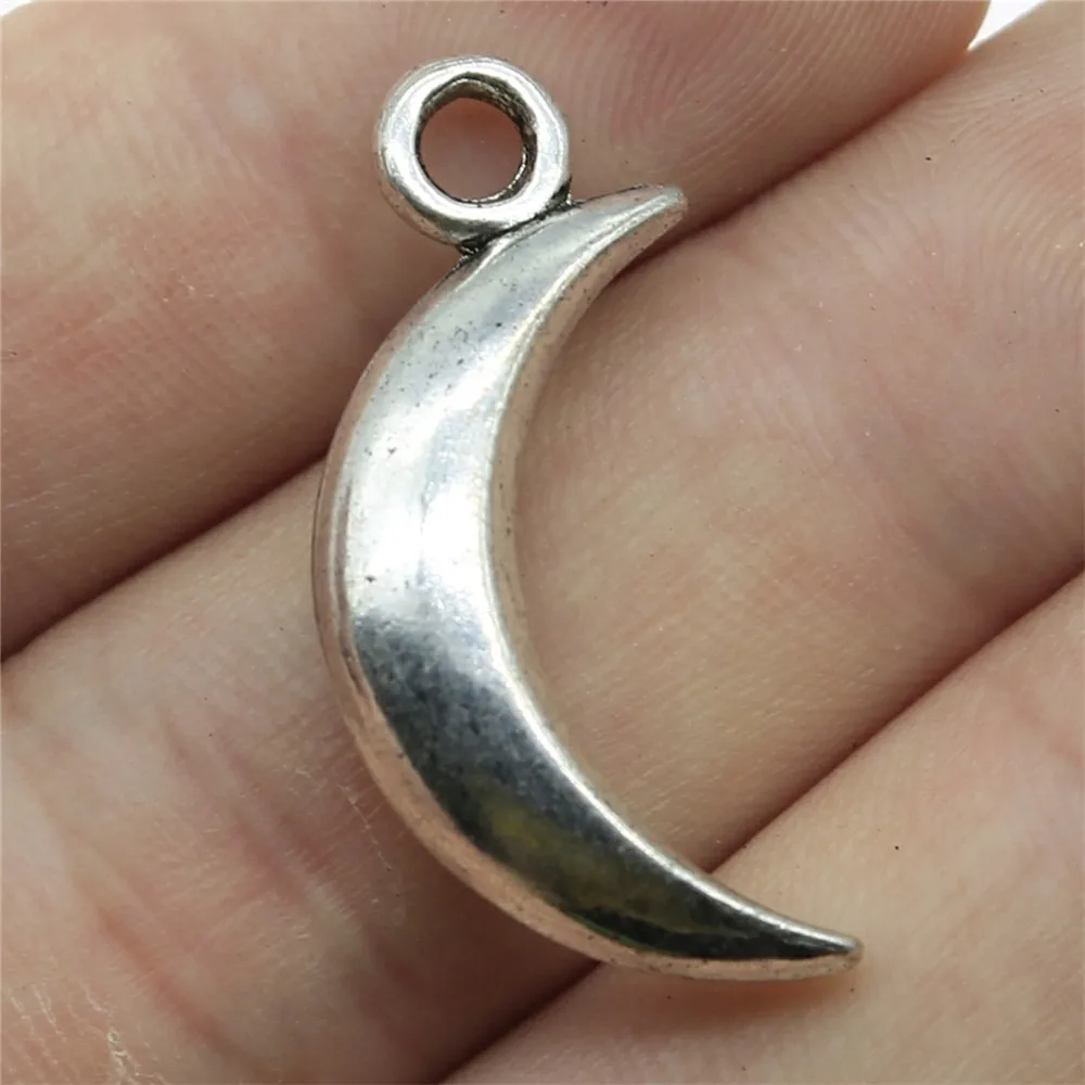 WYSIWYG 3pcs 31x14mm 문 매력 펜 던 트 쥬얼리 만들기 골동품 실버 색상 초승달 달 펜 던 트