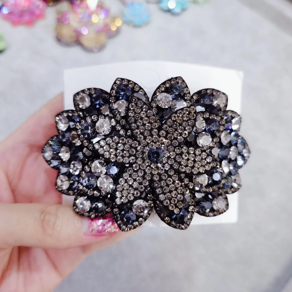 

Autumn And Winter Duckbill Clip Purple Foot Silver East Gate Inlaid Geometric Independent Packaging women's Diamond Korean
