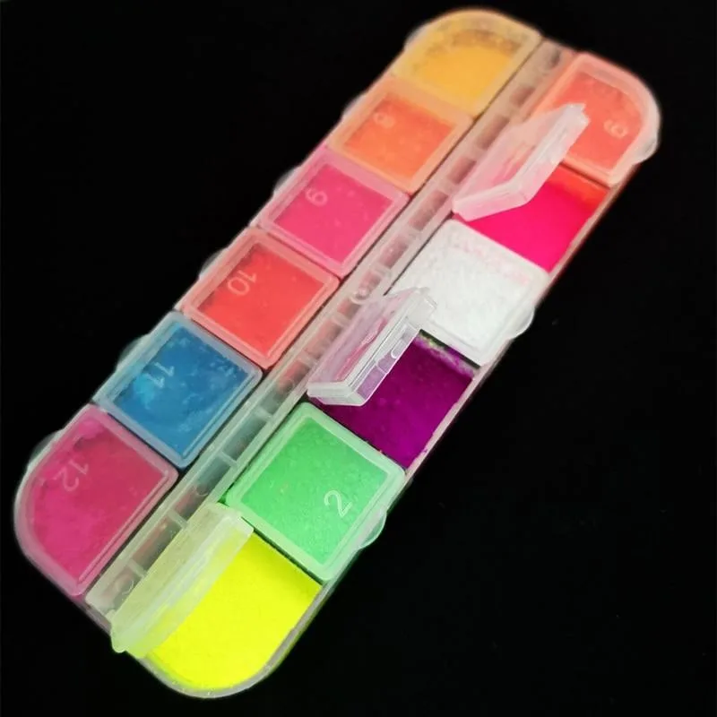 12 Colors Phosphor Fluorescent Neon Pigment Eye Shadow Makeup Palette Shine Shimmer Face Body Nail eye shadow,eye shadow plate