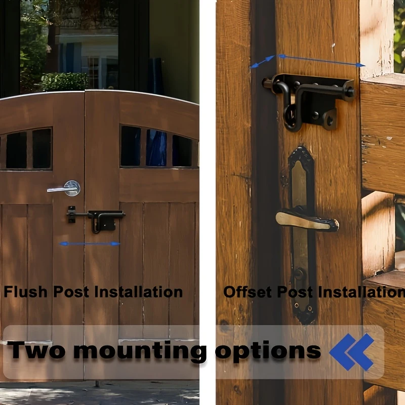 Heavy-Duty Black Security Door Locks, 6.3 Inch, with Keyhole for Wooden Fences, Barns, and Sheds