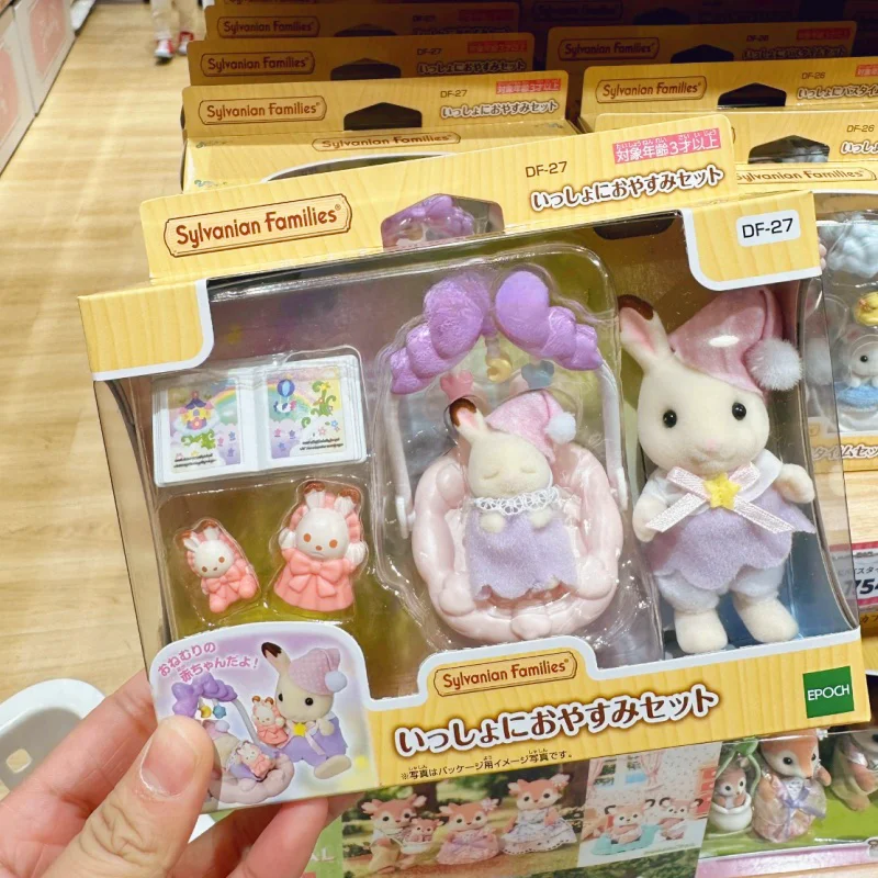 

2024 New Sylvanian Families Anime Good Night Rabbit Series Kawaii Doll Set Box Forest Family Girl Toy House Gifts Toys Figurines