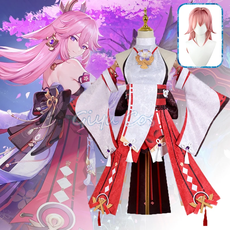 

Yae Miko Cosplay Costume Genshin Impact Uniform Jacquard Fabric Anime Chinese Style Halloween Costumes for Women Game