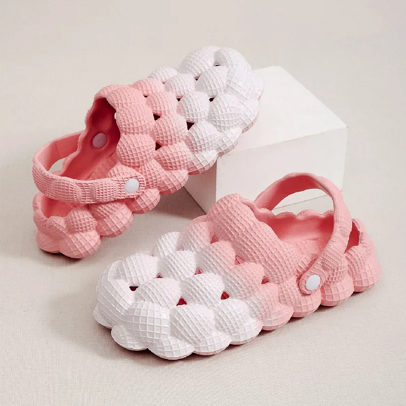Comwarm Damen-Plateau-Sandalen, Sommer-Indoor-Massage, EVA-Slides, Outdoor, geschlossene Zehen, Strandschuhe, Damen, niedliche Bubble-Ball-Hausschuhe – Detail 14
