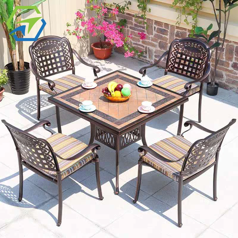 Good price outdoor patio cast aluminum furniture all weather dining die-cast garden sets coffee chair aluminum chair