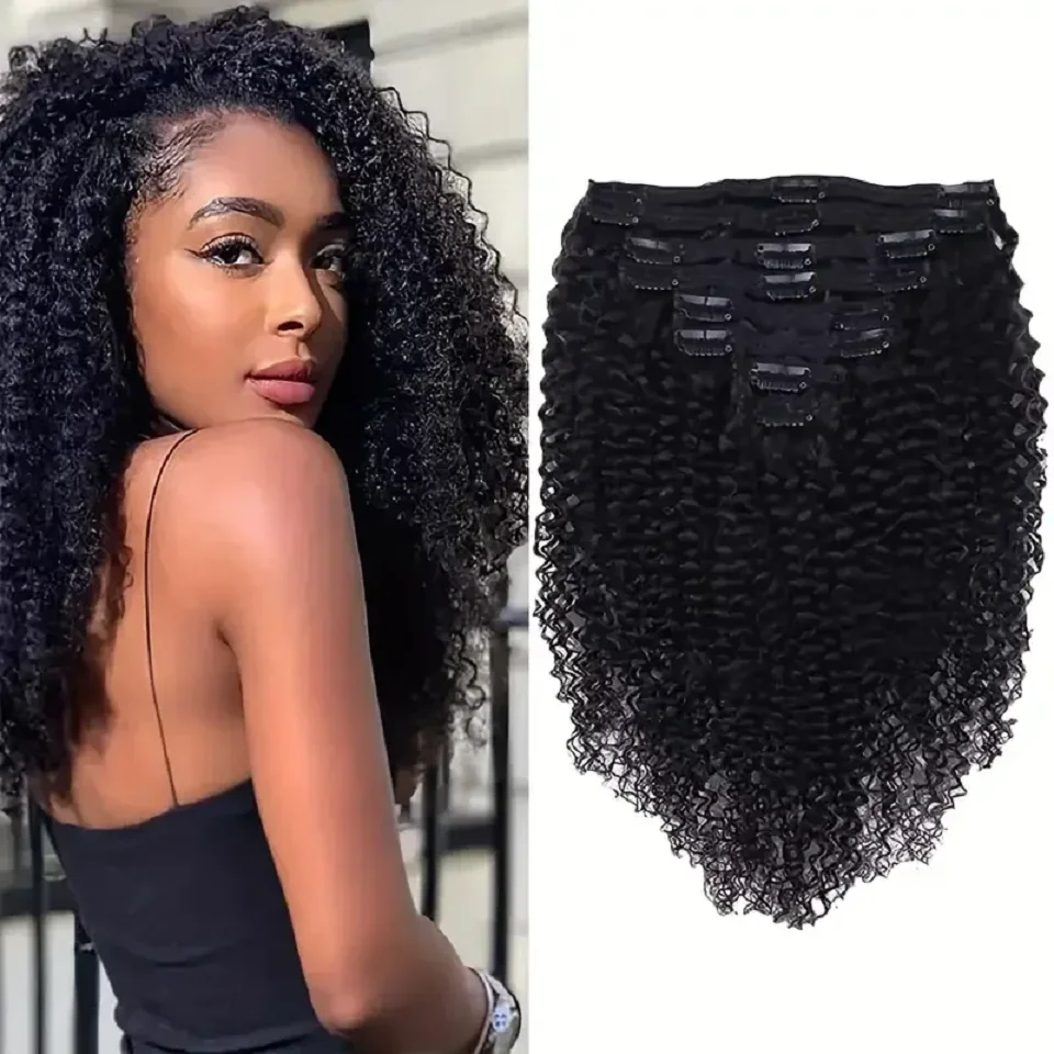 Deep Wave Clip In Human Hair Extension 100% Virgin Raw Human Hair Invisible Seamless Clip In Hair Extensions Full Head For Women