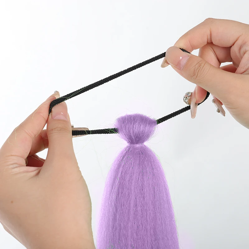 Synthetic Purple Hair Ponytail Extensions Long Braiding Hair with Elastic Hair tie Colorful Hairpiece for Kids Girls Daily Party