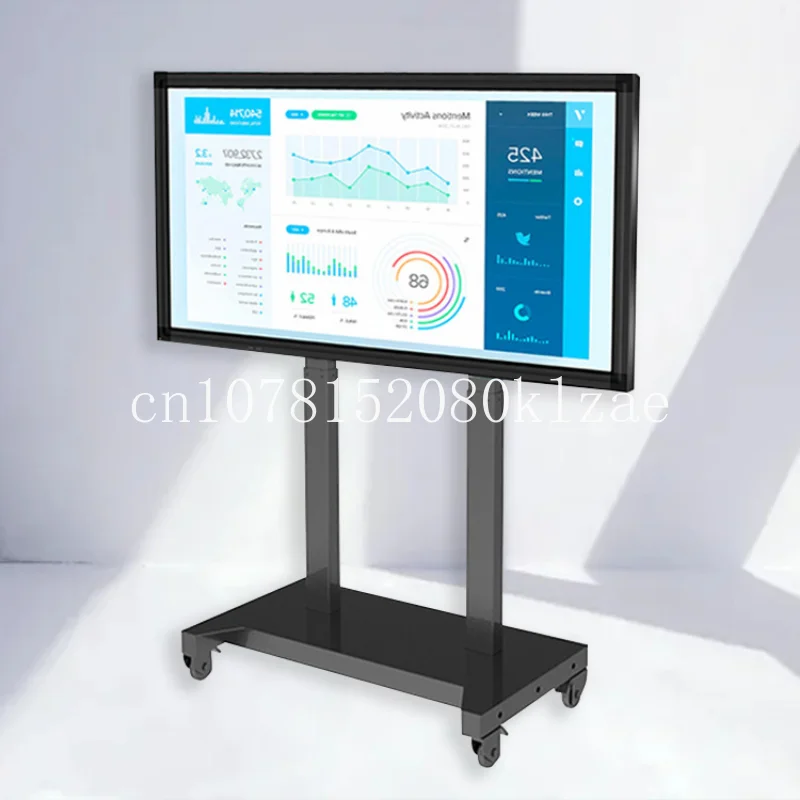 

Movable Remote Control TV Stands for Meeting Room ODM Motorized TV Mount Metal Height Adjustable TV Lift with Wheels