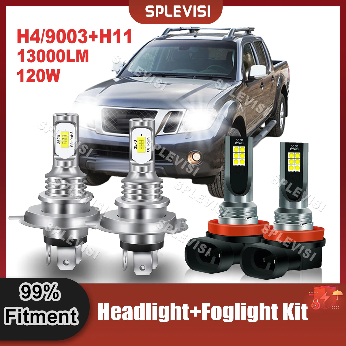 

2/4PCS LED Headlight H4/9003 High Low Beam H11 Foglight For Nissan Navara 2005 2006 2007 2008 2009 2010 2011 2012 2013 2014 2015