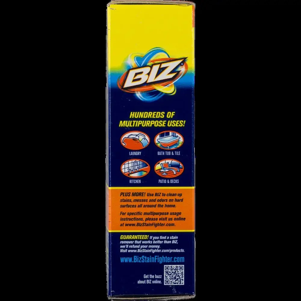 Biz Stain and Odor Eliminator Powder Laundry Detergent Booster Powerful Cleaner Clothes Kitchen Bathroom and Outdoor Use 37.5 oz