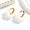 Boucles d'oreilles en forme de fleur acrylique colorée pour femmes et filles, cercles en acier inoxydable, tendance 2025, bijoux cadeaux