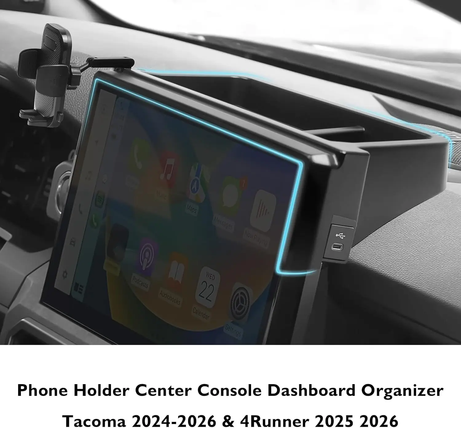 Organizer per Cruscotto Toyota Tacoma 2024 2025 2026 e 4Runner 2025 2026, Accessori per Console Centrale e Cruscotto Post-Schermo - Image 3