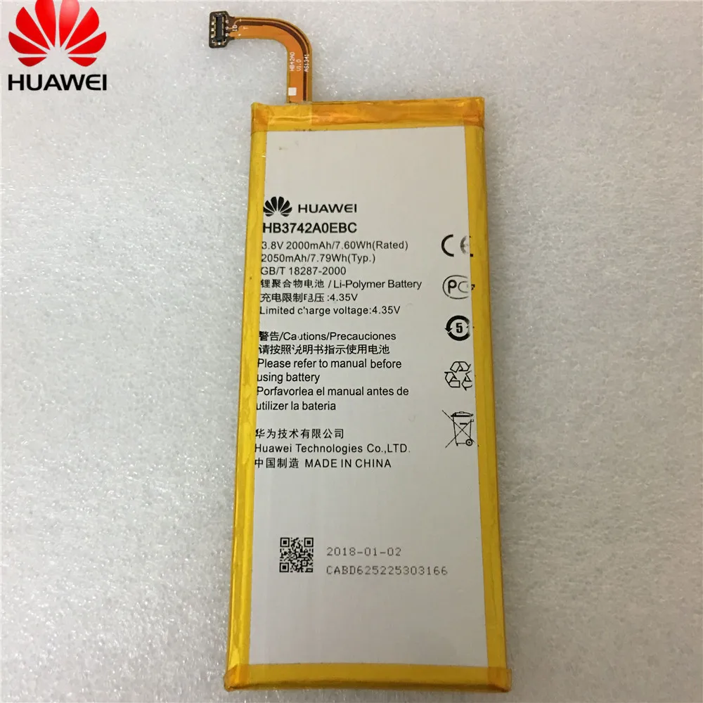 

Original New 3.8V 2000mAh HB3742A0EBC Battery For Huawei Ascend P6 P6-U06 p6-c00 p6-T00/ Ascend G6 G620 G621 G620s G630 Bateria