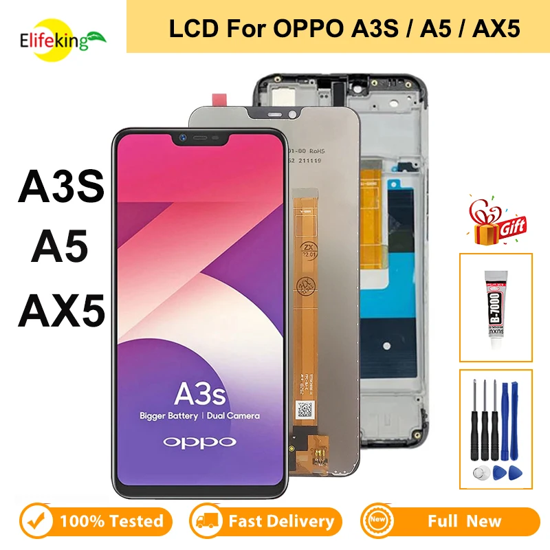 Для OPPO A3S A5 AX5 LCD дисплей кодирующий преобразователь сенсорного экрана в сборе CPH1803 CPH1853 CPH1809 Замена с бесплатными подарками