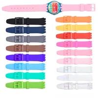 Bracelet de montre en Silicone 16mm 17mm 19mm 20mm pour Swatch, Bracelet en caoutchouc coloré étanche pour hommes et femmes, accessoires de Sport 3