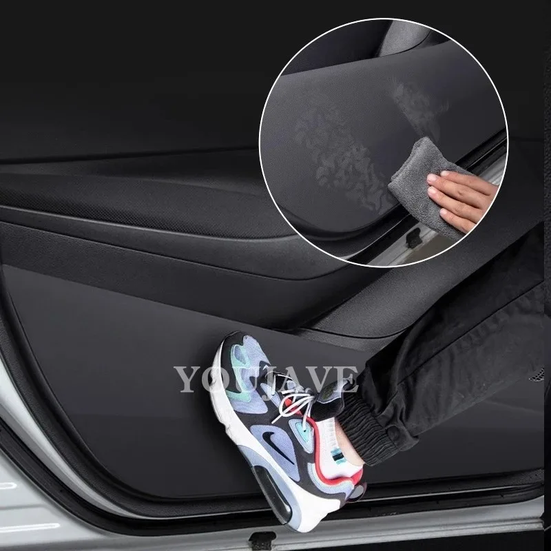 폭스 바겐 VW Lavida Lavida-XR 2018-2025 자동차 도어 안티 킥 매트 가죽 보호대 커버 트림 스티커 인테리어 액세서리